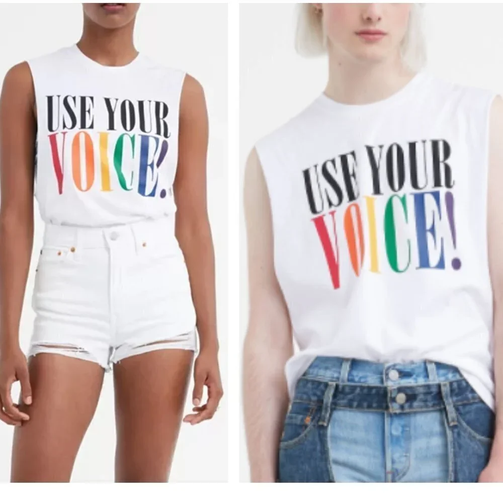 NWT Levi's Pride Rainbow Use Your Voice Tank Top Sleeveless Tee Cotton L XL
